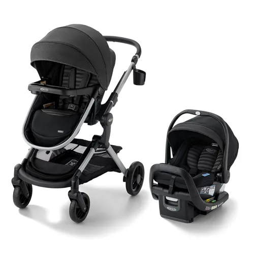 Miniatura 12 de Graco Modes Nes Sistema de viaje 3-en-1 modular, asiento de auto para bebé y carriola combinados, portabebés ajustables Slide2Me para asiento