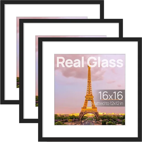 Miniatura 10 de upsimples Juego de 3 marcos de fotos de 5 x 7 pulgadas, hechos de cristal de alta definición para 4 x 6 con alfombrilla o 5 x 7 sin alfombrilla