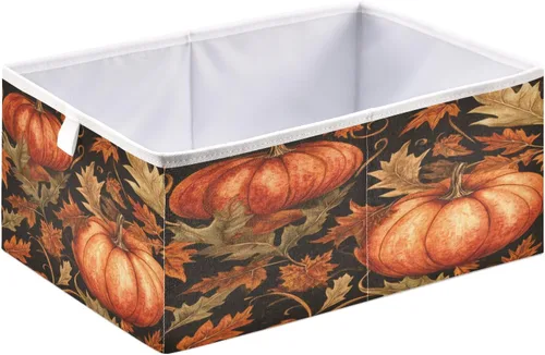 Miniatura 67 de Bolaz Organizadores de armario con hojas de otoño, conos de pino, cubos de almacenamiento, cestas para estantes para el hogar, habitación, oficina