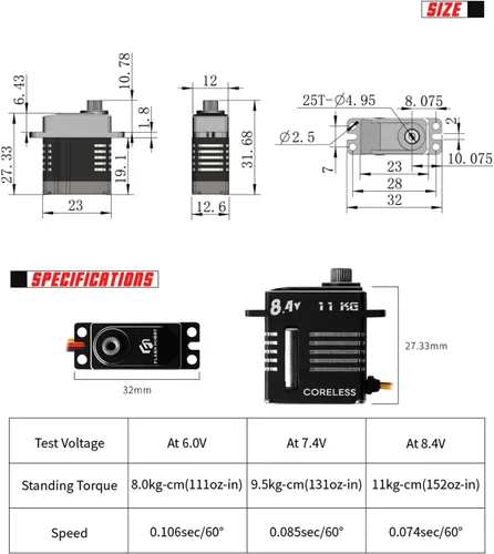Miniatura 6 de FLASH HOBBY CLS1227RP 8.4V 24.3 lbs Coreless Digital Micro Servo para scx24 servo 1/18 RC Car Crawler Upgrade