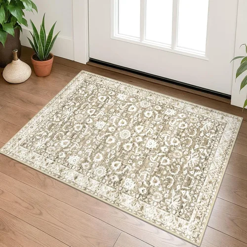 Miniatura 41 de Lansny Alfombra bohemia de 2 x 3 pulgadas, lavable, color negro, azul marino, floral, alfombra de cocina, alfombra de área pequeña de lana