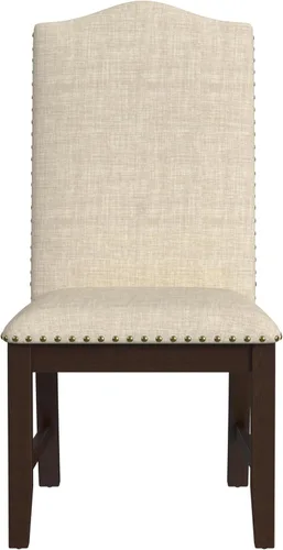Miniatura 34 de Homepop Silla de comedor con detalles festoneados, sillas de comedor Parsons tapizadas, muebles decorativos para el hogar, tejido gris claro