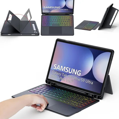 Miniatura 8 de Funda de teclado desmontable magnética para Samsung Galaxy Tab S6 Lite de 10,4 pulgadas 7Color Backlit Bluetooth Trackpad Keyboard
