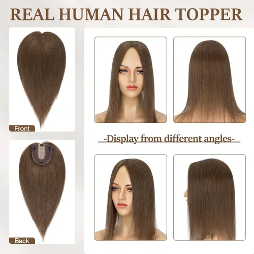 Miniatura 127 de Rich Choices Pelucas con topper de cabello para mujeres, cabello humano real 100% Remy, sin flequillo, para mujeres con adelgazamiento en la parte