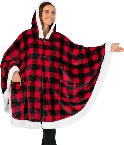 Miniatura 19 de PAVILIA Manta Vestible para Mujeres Adultas, Acogedora Manta Poncho Capa de Vellón de Felpa con Capucha, Chal Súper Suave, Manta Envolvente Angel