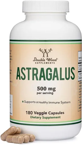Double Wood Supplements Astrágalo estimulante inmune 500 mg 180 cápsulas - Rico en flavonoides y polisacáridos - Sin OMG, sin gluten, probado por