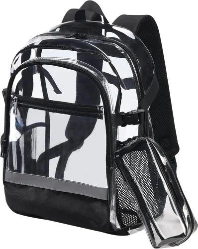 BORMELUN Mochila transparente resistente – Mochila transparente para estadio escolar para niños, niñas, hombres y mujeres (negro 3)