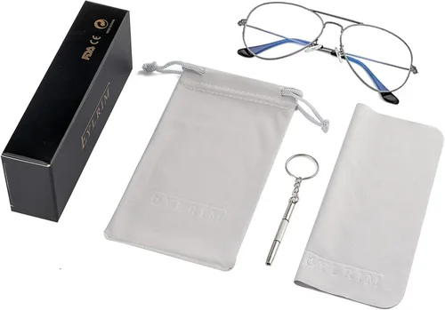 Miniatura 7 de EYLRIM Gafas de aviador con luz azul para mujeres y hombres, lentes transparentes para computadora con marco piloto de metal