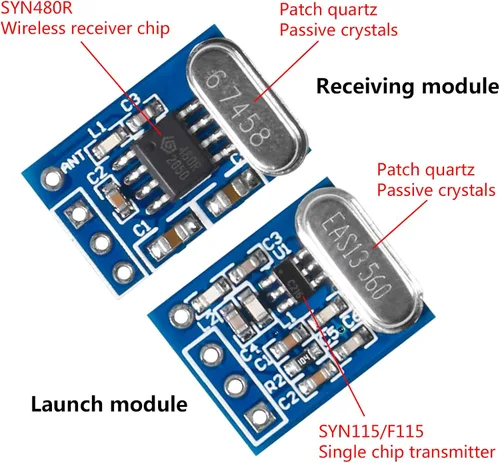 Miniatura 5 de 5 sistemas 433MHZ transmisor inalámbrico y receptor módulo de placa SYN115 SYN480R preguntar/OOK chip PCB