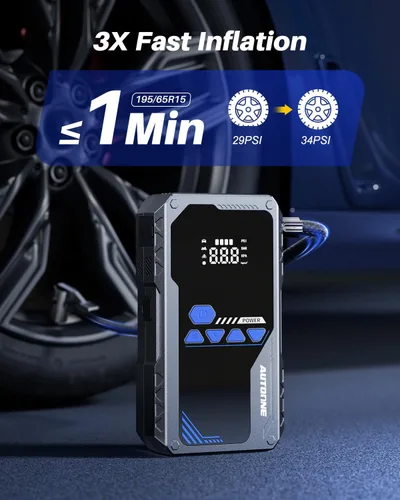 Miniatura 4 de AUTOONE Arrancador de 6000A con compresor de aire (todo gas/10L diésel), arrancador portátil de 150 PSI, caja de arranque con inflador de neumáticos