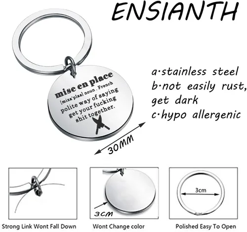 Miniatura 2 de ENSIANTH Llavero de chef Mise En Place Regalo de cocina culinaria Regalo de preparación de alimentos El personal aprecia el regalo Llavero