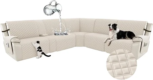 Miniatura 34 de Arfntevss Fundas para sofá seccional reclinable para sofá seccional en forma de L, funda antideslizante lavable para sofá reclinable con forma de L