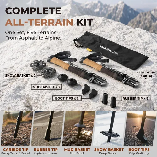 Miniatura 7 de Trekology Trek-Z - Bastones de senderismo y trekking plegables - Soporte de equilibrio para personas mayores, mujeres y hombres, 2 unidades por set