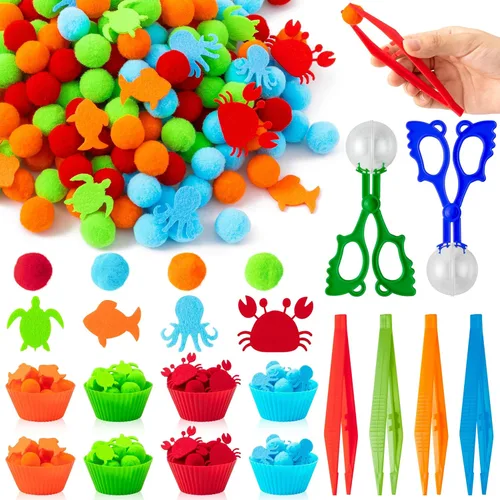 Miniatura 8 de EZdhuawuse Summer Insects - Juguetes sensoriales de relleno de cubo – Regalo de fiesta de verano, 268 piezas, clasificación, clasificación, juego