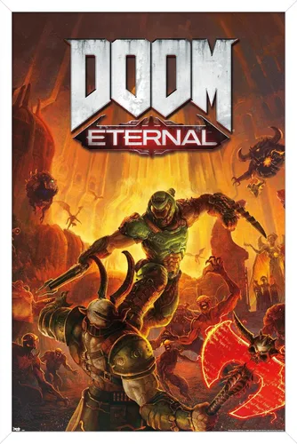 Miniatura 14 de Trends International Doom Eternal - Póster de pared Marauder, 22.4 pulgadas de largo x 14.7 pulgadas, versión enmarcada en madera de granero