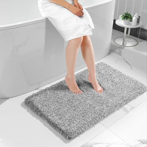Miniatura 21 de Yimobra Alfombra de baño de felpa esponjosa, súper lanuda suave, cómoda, antideslizante, absorbente de agua, alfombra de baño de microfibra que se