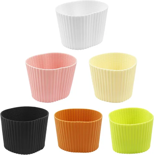 Piutouyar 6 fundas reutilizables para tazas de café, 6 colores resistentes al calor, funda de gel de sílice antideslizante, protector de taza para