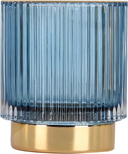 DASITON Organizador para brochas de maquillaje, soporte de brochas de maquillaje de vidrio con cristales, soporte vintage para brochas de Azul