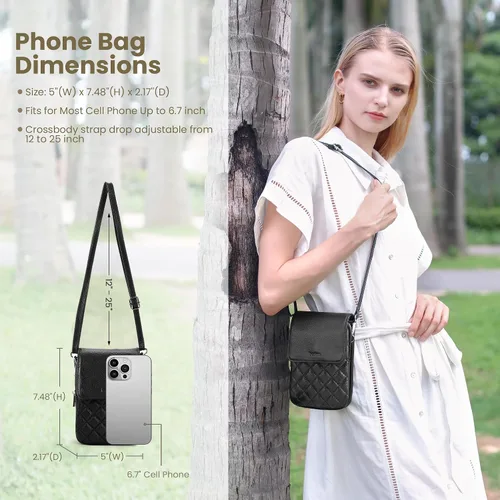 Miniatura 4 de befen Bolsos cruzados pequeños de cuero genuino para mujer, bolsa cruzada para teléfono celular con ranuras para tarjetas de bloqueo RFID