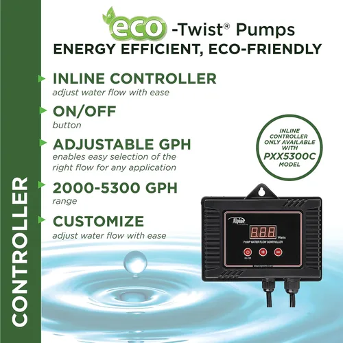 Miniatura 12 de Alpine Corporation Eco-Twist - Bomba de estanque de 5300 GPH de ahorro de energía con controlador y cable de 33 pies