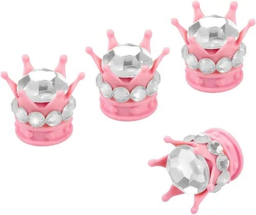Miniatura 10 de Tapas de vástago de válvula de neumático Crown, 4 piezas hechas a mano con diamantes de imitación brillantes, cubiertas de tapas de aire de vástago