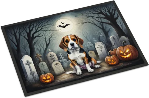 Caroline's Treasures DAC2011MAT - Felpudo de Halloween espeluznante con diseño de Beagle, de 18 x 27 pulgadas, para interiores y exteriores, para