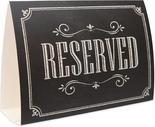 Miniatura 7 de Paquete de 20 letreros de mesa rústicos reservados – Señales reservadas para boda – Carteles de pizarra negra reservados – Accesorios de boda