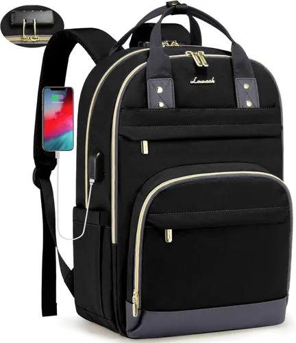 LOVEVOOK - Mochila antirrobo con candado de seguridad para computadora portátil unisex; mochila para viajar, ir a la escuela y universidad, llevar