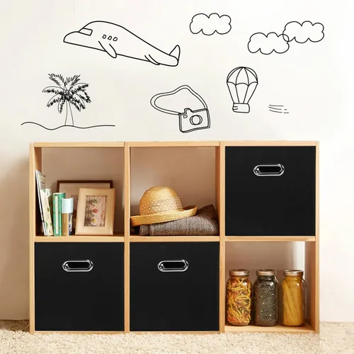 Miniatura 5 de STOREONE - Cubos de almacenamiento de tela con contenedores de cestas (28x28x28 cm) con asas dobles para estante, armario, organizadores de Negro
