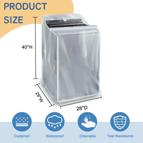 Miniatura 2 de Fundas para lavadora y secadora – Funda de lavadora para carga superior y carga frontal – Impermeable y a prueba de polvo con cremallera suave