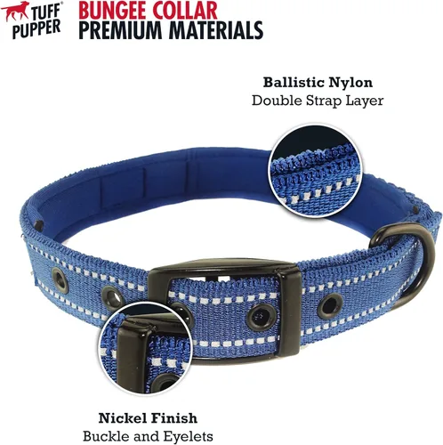 Miniatura 5 de Tuff Pupper Collar de perro resistente con asa Collar de nailon balístico resistente Collar de perro acolchado reflectante con hardware Azul