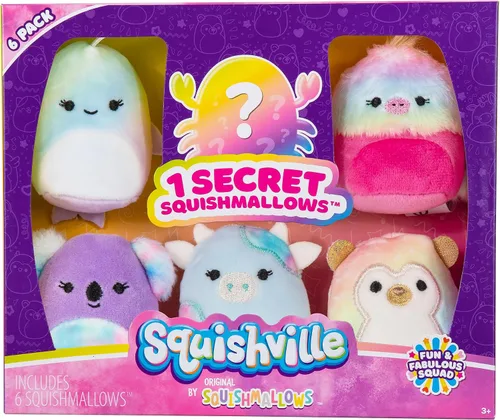 Squishville by Original Squishmallows Garden Squad - Seis peluches Squishmallows de 2 pulgadas, incluyendo Elysa, Ludwig, Rayford, Rutabaga, Sakina