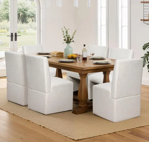 Miniatura 14 de RNKSFX Juego de 4 sillas de comedor tapizadas verdes, sillas de comedor modernas, sillas de cocina y comedor, sillas de comedor de lino con marco