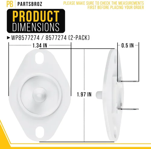 Miniatura 2 de Termistor 8577274 para secadores Whirlpool de PartsBroz – Reemplaza WP8577274, AP6013514, 3390292, 3406294, 3976615, 772546, ER8577274, PS11746740