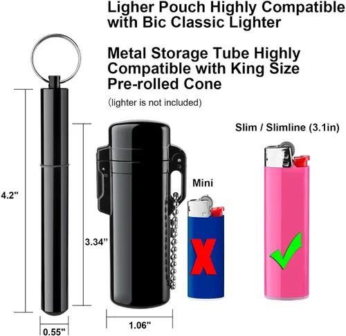 Miniatura 2 de Lighter Case&Airtight Aluminum Metal Storage Tube Set