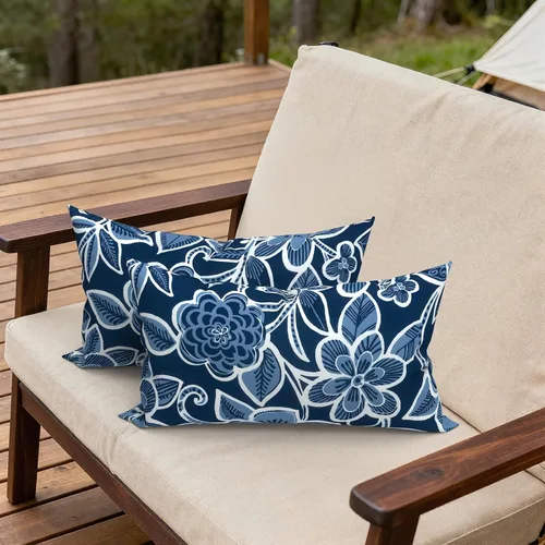 Miniatura 303 de Juego de 2 almohadas para exteriores de 16 x 16 pulgadas, repelentes al agua con interiores, para muebles de patio, hogar, jardín, geometría bohemia