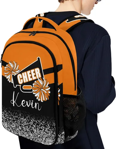 Miniatura 6 de XOZOTY Mochila de animadora púrpura claro personalizada con nombre para hombres y mujeres, bolso de hombro para computadora portátil, bolsa