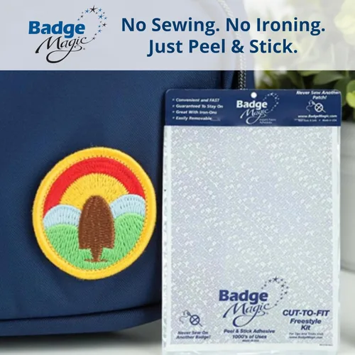 Miniatura 2 de Badge Magic Adhesivo de parche, sin coser, sin planchar, cinta de tela de doble cara para parches e insignias (4 hojas), solución de bricolaje