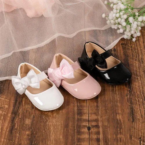 Miniatura 2 de Meckior Zapatos deportivos para bebé y niñas, suela suave, con lazo, princesa, vestido de boda, Mary Jane, planos, para recién nacidos, ligeros