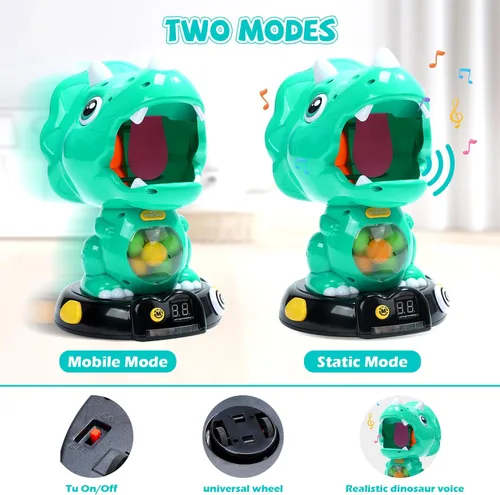 Miniatura 3 de EagleStone Juguetes de disparo de dinosaurios movibles de acción triceratops, juegos de disparos para niños con registro de puntuación LCD y LED