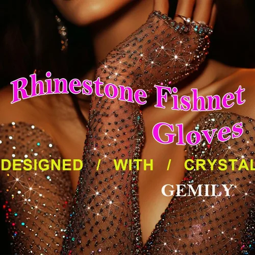 Miniatura 4 de Guantes largos de malla con diamantes de imitación, guantes de red brillantes de moda, ópera, rave, fiesta, disfraces, guantes para mujeres y niñas