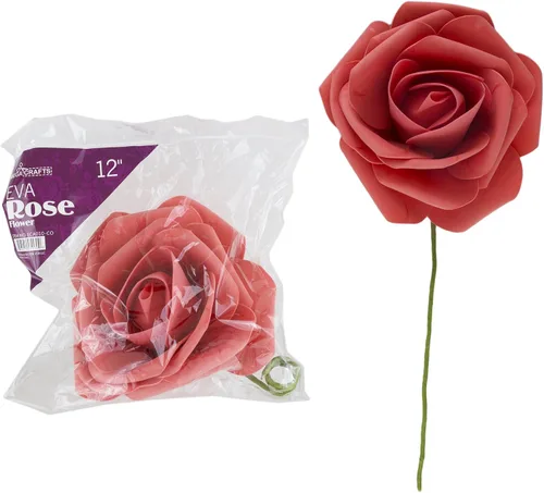 Mega Artesanía 12" Soft Touch flores artificiales Espuma | Color Sólido Simulación | para manualidades, boda, Hogar y decoración | de fiesta de Coral