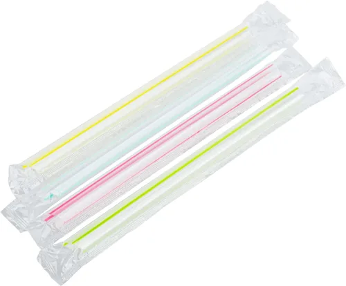 Miniatura 3 de Karat Pajitas Boba de 7.5 pulgadas (0.39 pulgadas de diámetro), envueltas individualmente, transparentes con rayas mixtas