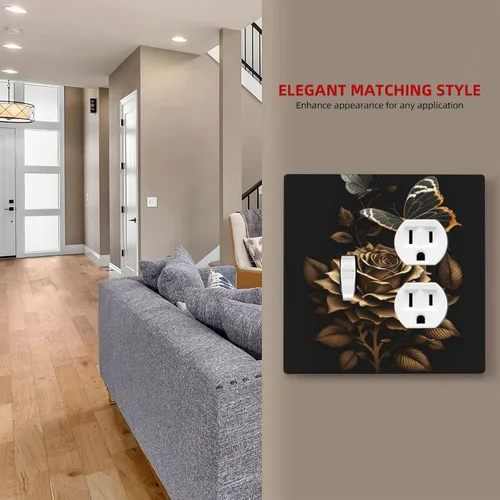 Miniatura 868 de Placa Decorativa de Pared de Granja Rústica con Cuerno de Madera para Puerta de Granero 1 Banda Duplex Cubiertas de Toma Eléctrica Soltera