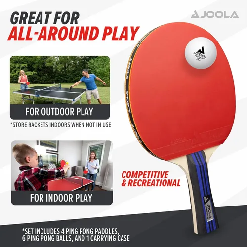 Miniatura 3 de JOOLA Juego Avanzado Premium de Palas de Ping Pong Set de 4 - Palas Profesionales de Tenis de Mesa, 6 Pelotas Avanzadas de Entrenamiento de Ping