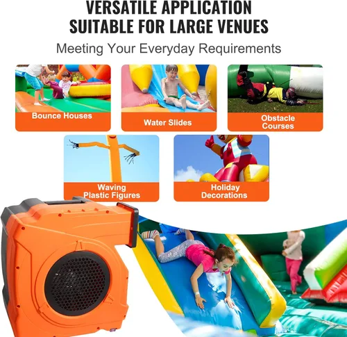 Miniatura 6 de VEVOR Inflatable Blower, Electric Air Blower, Bounce House Blowing Pump, Commercial Corded Fan Pump for Castle Wate Slides Water Slide Bouncy Castle