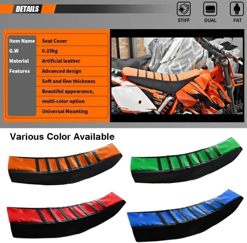 Miniatura 6 de Funda de asiento universal naranja agarre de goma suave para todas las motocicletas, motocross, SXC125, SXF250, EXC300, 450, 500, KX65, KX85