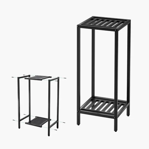Miniatura 2 de Zhongma Soporte para Plantas de Interior y Exterior de 2 Niveles de 30" de Alto, 12 L x 12 W x 30 H pulgadas, Soporte de Flores de Metal Cuadrado