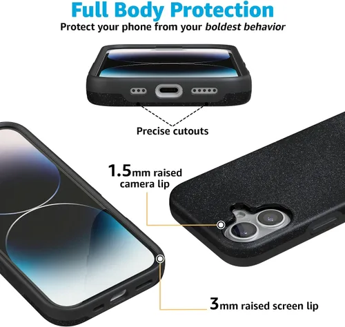 Miniatura 3 de Casely Funda para iPhone 17 Ónix de medianoche Negro brillante Compatible con MagSafe Diseño protector audaz Ónix de medianoche Black