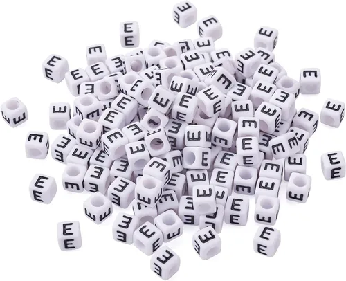 Miniatura 20 de FASHEWELRY 300 cuentas cúbicas de acrílico con números cuadrados mezclados del 0 al 9, cuentas de acrílico blanco de 0.236 x 0.236 pulgadas